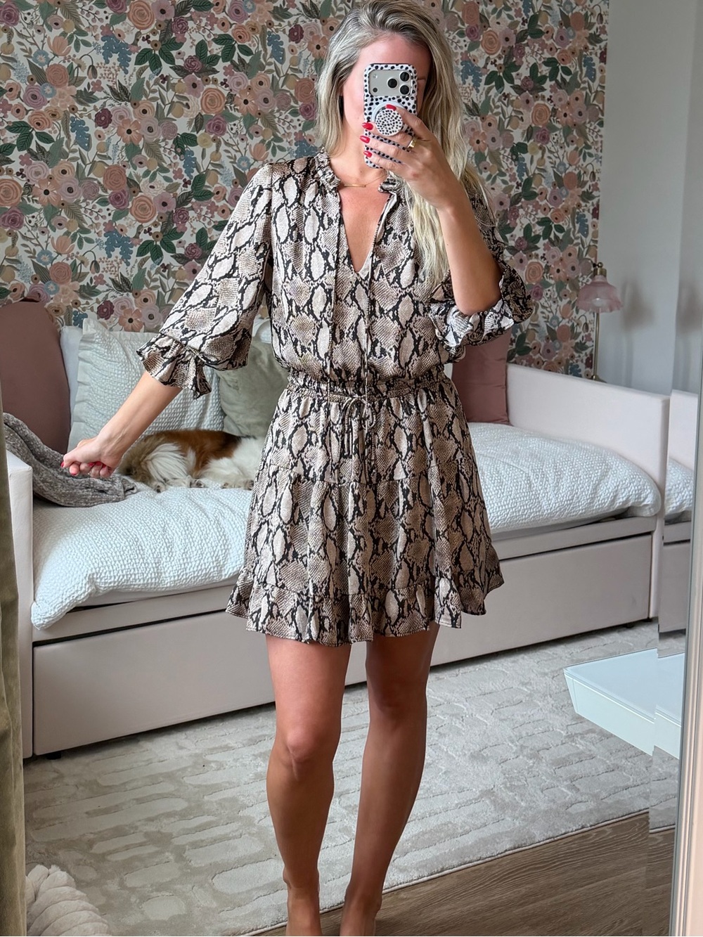 VICI Snake Print V-Neck Mini Dress